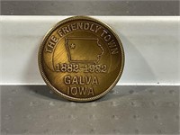 Galvanized, Iowa centennial token, 1982