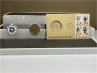 1975 bronze Bicentennial medal and stamp