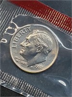 Uncirculated 1988-D Roosevelt Dime In Mint Cello