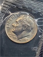 Uncirculated 1987 Roosevelt Dime In Mint Cello
