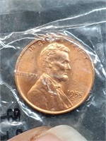 Uncirculated 1955-S Wheat Penny In Mint Cello