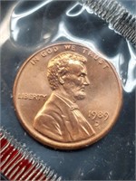 Uncirculated 1989-D Lincoln Penny In Mint Cello