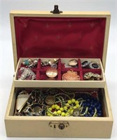 Vintage Jewelry Box Full Of Jewelry