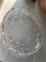 Vintage display server glass dish ornate floral