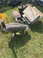 Geese, Martin house, coolers, rabbit cage