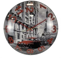 RAODIK $75 Retail 16" Wall Clock, Curved Glass