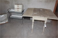 Antique Table, Cart, Wooden Box, Bread Storage box
