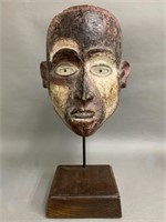 Early Balkanize Wooden Carved Mask on Pedestal