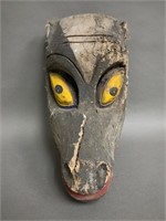 Antique Wooden Animal Mask-11" Hand Coloured