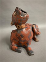 Mexican Clay Hand Formed Cat Figure 10"