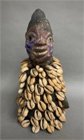 Cowrie Shell Adorned Wooden Figure