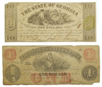 Georgia and Virginia Obsolete Note Pair