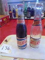 2 Pepsi Cola Bottles with Paper Labels