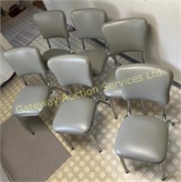 6 Kitchen Chairs Chrome Frame Grey Vinyl Covered