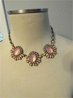 PRETTY PINK & YELLOW RHINESTONE CHOKER