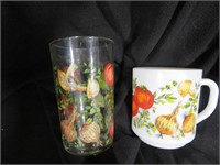 SPICE OF LIFE PATTERN GLASS TUMBLER & COFFEE CUP
