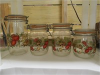 SPICE OF LIFE PATTERN GLASS CANISTER SET NICE