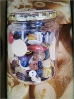 OLD PICKLE JAR FULL OF BUTTONS