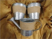 2 SMALL GALVANIZED PLANT BUCKETS & WATERING CAN