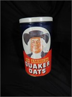 QUAKER OATS METAL TIN CAN WITH RECIPE ON BACK