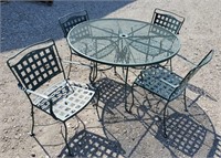 (L) Patio Furniture Set, Four Green Chairs Green