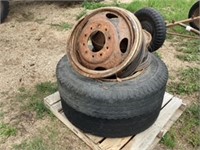 Two 10.00X20 Truck Tires with 20in split rims