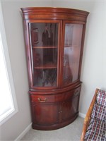 mahogany curved front corner cabinet