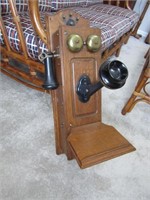 antique oak wall phone (has guts in it)