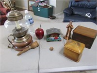 music box,light,wood boxes & items