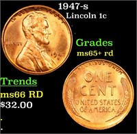 1947-s Lincoln Cent 1c Grades Gem+ Unc RD