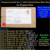 Original sealed Box of 5x 1978 United States Mint