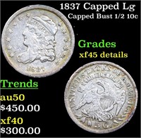 1837 Capped Lg Capped Bust Half Dime 1/2 10c Grade