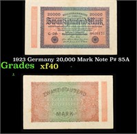1923 Germany 20,000 Mark Note P# 85A Grades xf