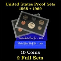 Group of 2 United States Mint Proof Sets 1968-1969