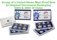 Group of 2 United States Mint Proof Sets 2004-2005