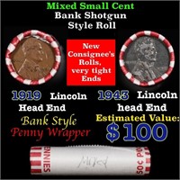 Mixed small cents 1c orig shotgun roll, 1943-p Ste