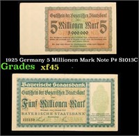 1925 Germany 5 Millionen Mark Note P# S1013C Grade