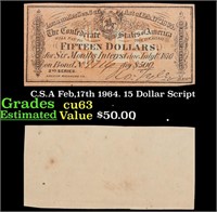 C.S.A Feb,17th 1964. 15 Dollar Script Grades Selec