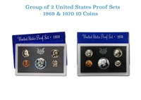 Group of 2 United States Mint Proof Sets 1969-1970