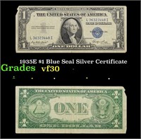 1935E $1 Blue Seal Silver Certificate Grades vf++