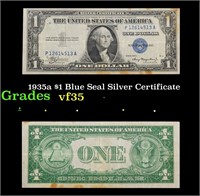 1935a $1 Blue Seal Silver Certificate Grades vf++