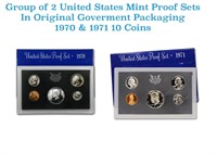 Group of 2 United States Mint Proof Sets 1970-1971