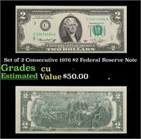 Set of 2 Consecutive 1976 $2 Federal Reserve Note