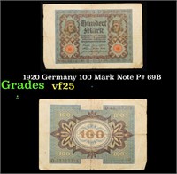 1920 Germany 100 Mark Note P# 69B Grades vf+