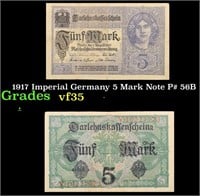 1917 Imperial Germany 5 Mark Note P# 56B Grades vf