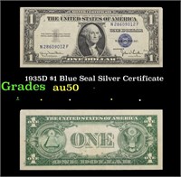 1935D $1 Blue Seal Silver Certificate Grades AU, A