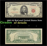1963 $2 Red seal United States Note Grades xf deta