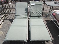 (2) Wooden Patio Lounge Chairs w/Cushions