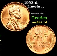 1958-d Lincoln Cent 1c Grades Choice+ Unc RD