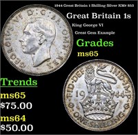 1944 Great Britain 1 Shilling Silver KM# 853 Grade